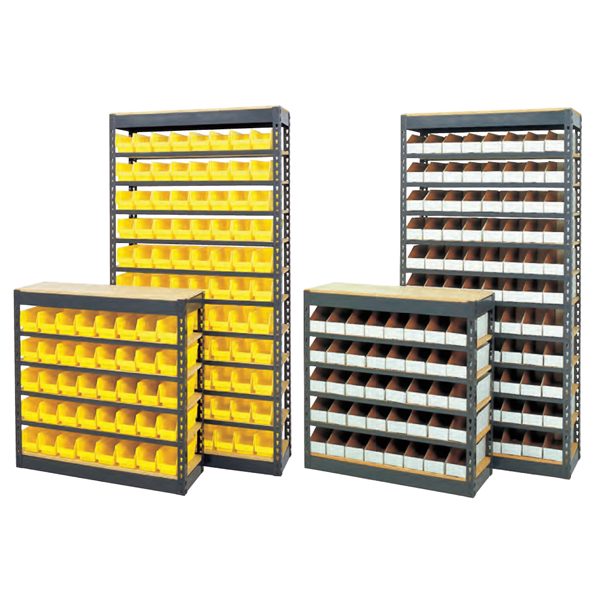 Stationary Chrome Wire Shelving with Small Parts Bins - 88 Bins Single  Sided - Industrial Shelving, Commercial Storage Shelves, Racks, Office  Shelving