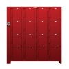 Heavy Duty Access Control Locker With 16 Solid Doors in Red